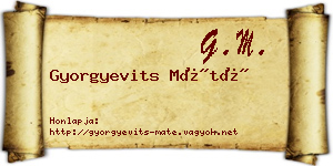 Gyorgyevits Máté névjegykártya